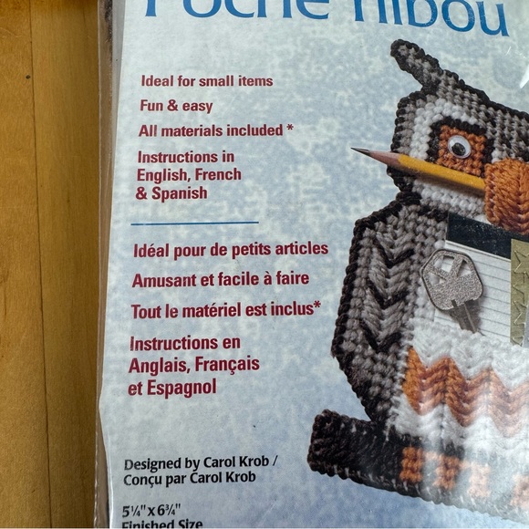 NEW Vintage Carol Krob Yarn Craft Owl Pocket - Picture 5 of 5